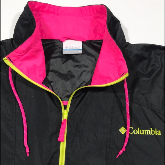 COLUMBIA Rare Neon Zip Up Windbreaker Wind Jacket - Picture 3 of 7